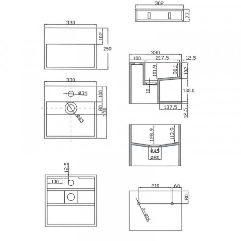 Lave main carré - solid surface blanc mat - 33x33 cm - enjoy