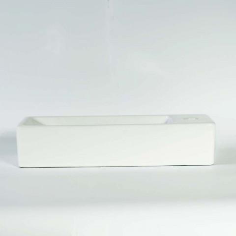 Lave main rectangulaire gain de place droite - céramique blanc - 38x15 cm - minimalist