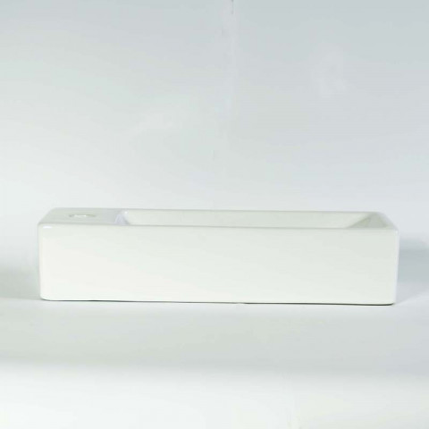 Lave main rectangulaire gain de place gauche - céramique blanc - 38x15 cm - minimalist