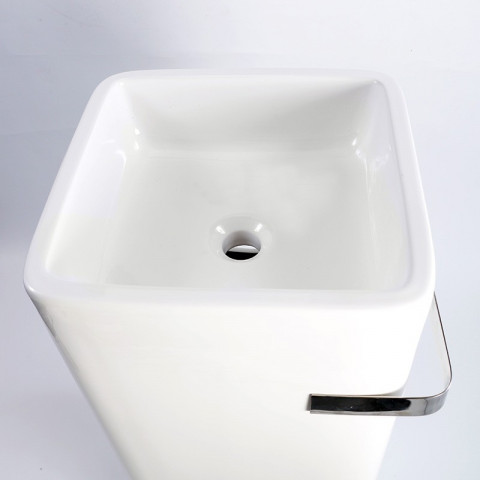 Lave main totem carré avec porte serviette - céramique blanc - 40x85 cm - alto