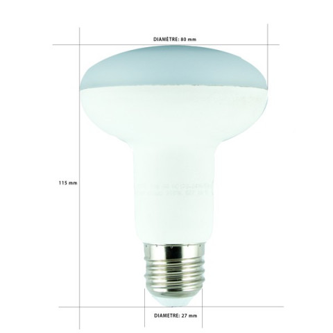 Ampoule led R80 E27 9 watt (eq. 60 watt) - Couleur eclairage - Blanc chaud 3000°K
