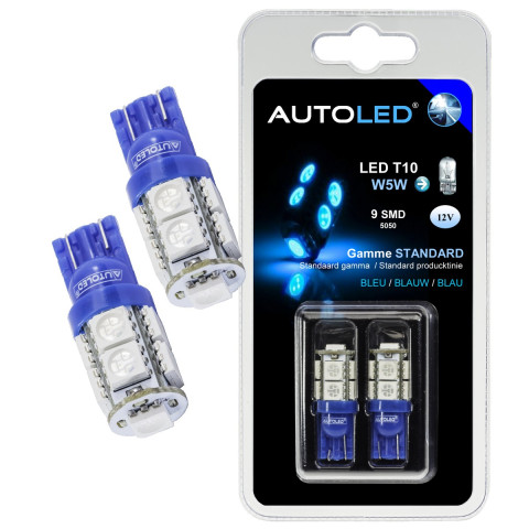 Pack b3- 4 ampoules led bleu c5w 36mm+w5w intérieur led autoled®