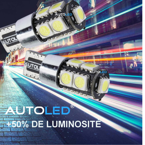 Pack p27 4 ampoules à leds - w5w (t10) 9 leds canbus+navette c5w 39mm canbus autoled®