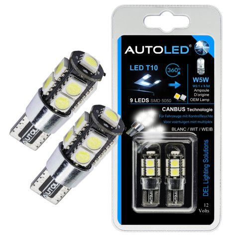 Pack p26 4 ampoules à led - w5w (t10) 9 leds canbus+navette c5w 36mm canbus autoled®