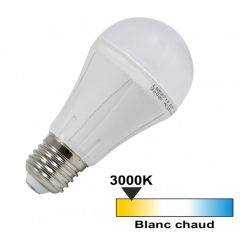 Lot de 5 ampoules led E27 10 watt (eq. 60 watt) - Couleur eclairage - Blanc chaud 3000°K