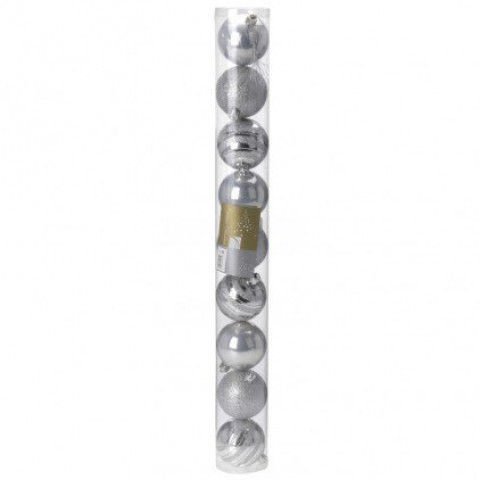 Lot de 9 boules de noël argent koopman