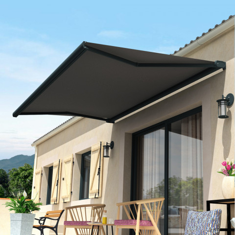Store loggia louisa gris anthracite 3,00x2,00 ml manuel - toile unie gris s126, suns-54942321