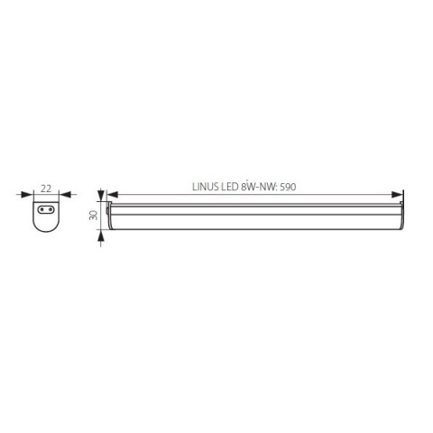Luminaire linéaire - 59cm - 8 watt - Couleur eclairage - Blanc neutre