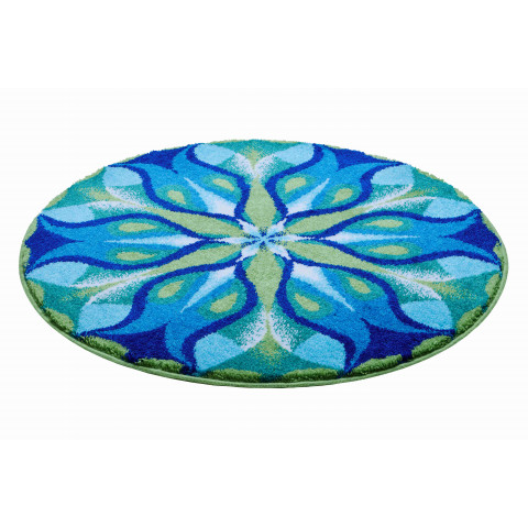 Tapis de salle de bain silent glow bleu vert rond 80 cm