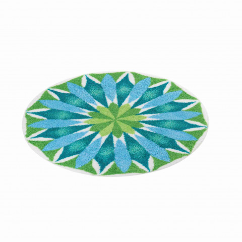 Tapis de salle de bain sunrise bleu rond 80 cm