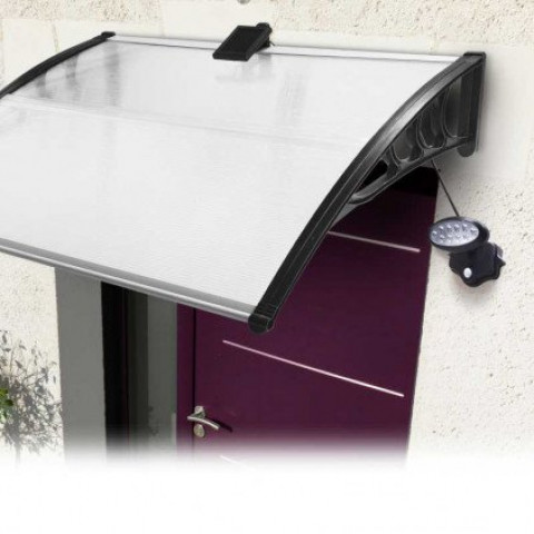 Marquise de porte avec éclairage solaire 80x150