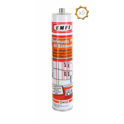 Mastic polyuréthanne blanc emfi pu 40 bâtiment 310ml x 5