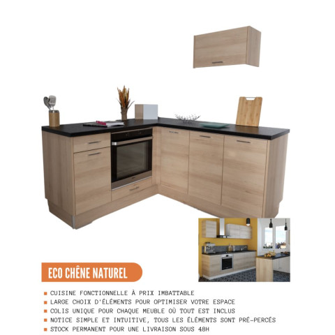 Cuisineandcie - meuble pour four encastrable eco chene naturel l 60 cm