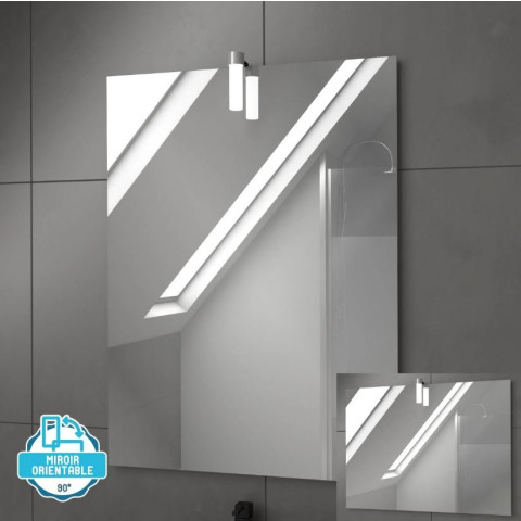 Meuble salle de bain 60x54 - Finition chêne naturel + vasque noire + miroir Led - TIMBER 60 - Pack29 Aurlane - PACM239