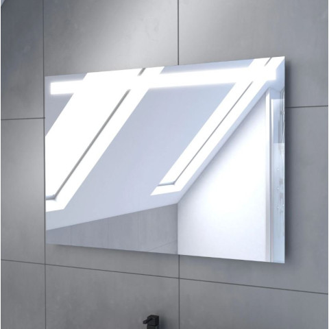 Meuble salle de bains 80cm décor chêne naturel 3 tiroirs - Vasque noire et Miroir Led - TIMBER Aurlane - PACM228