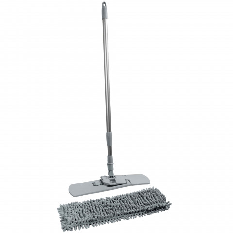 Balai microfibres 44cm avec manche 1.3m gris