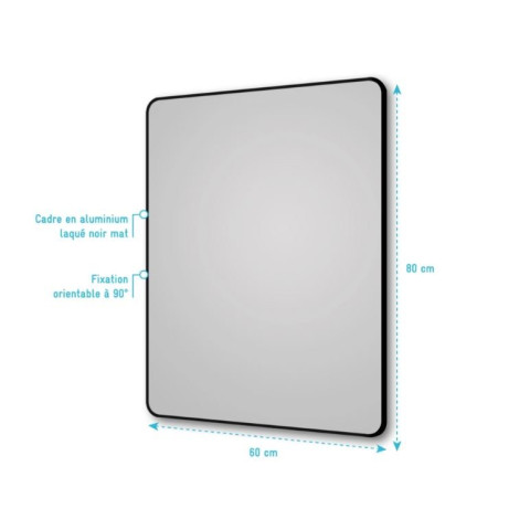Miroir salle de bain rectangle 60x80cm encadrement en aluminium - HOB 60 Aurlane - MIR034