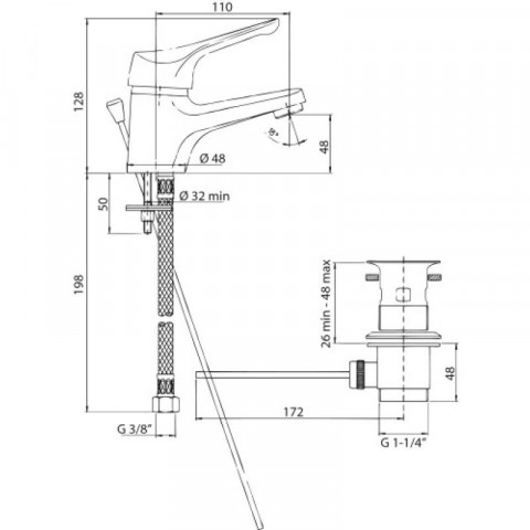 Mitigeur de lavabo dilos chromée vidage laiton