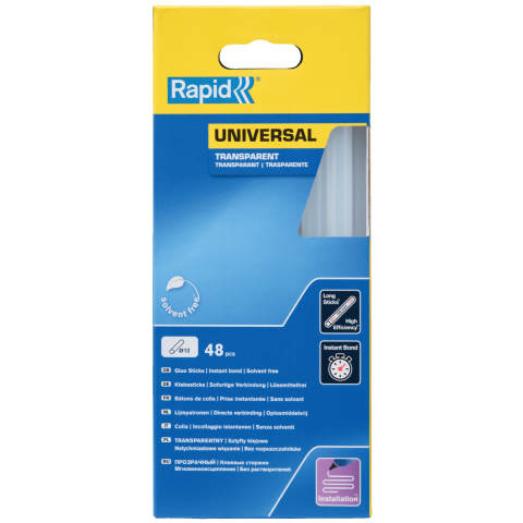 Bâtons de colle Transparente Universelle 190 mm x 48 Sticks - Boite - RAPID-ISABERG - 5001411