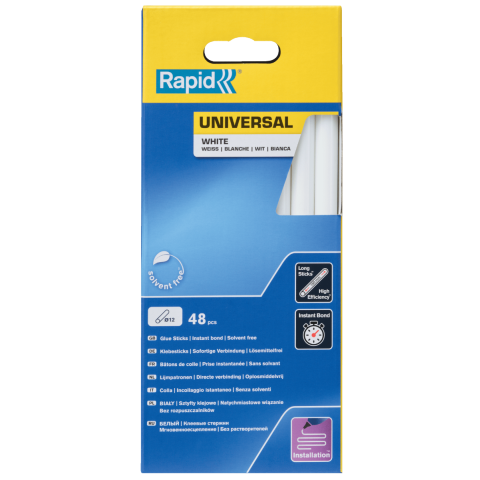 Bâtons de colle Blanche Universelle 190 mm x 48 Sticks - Boite - RAPID-ISABERG - 5001412