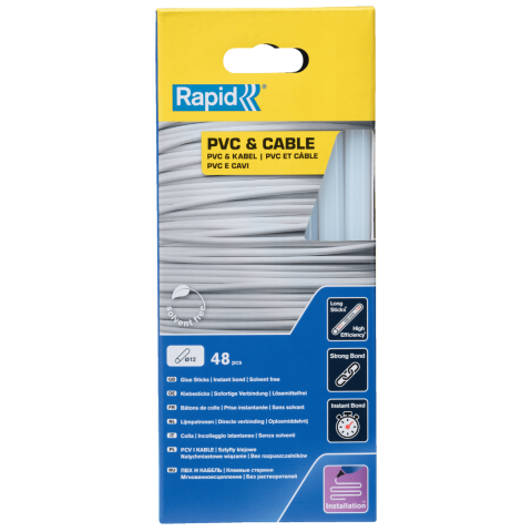 Bâtons de colle PVC & Câbles 190 mm x 48 Sticks - Boite - RAPID-ISABERG - 5001413