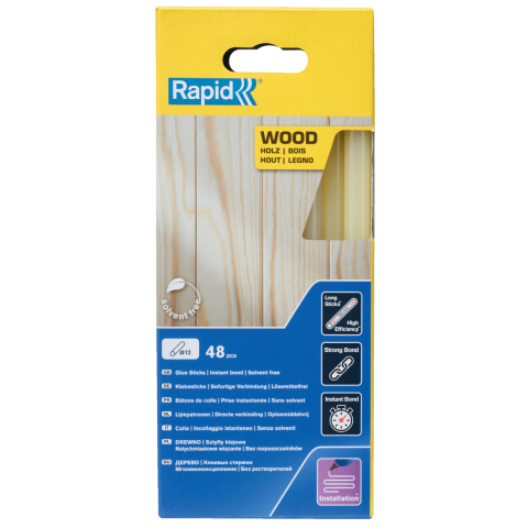 Bâtons de colle Bois et Dérives 190 mm x 48 Sticks - Boite - RAPID-ISABERG - 5001421