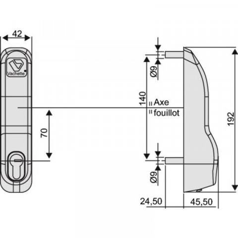 Module extérieur à cylindre seul pe 12 pour serrures antipanique séries 4800, 6800 et 1900 premium finition blanc