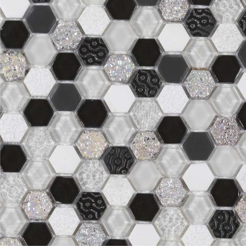Mosaïque marbre et verre Hexagonale - tarif à la plaque de 0,09m² - Couleur au choix