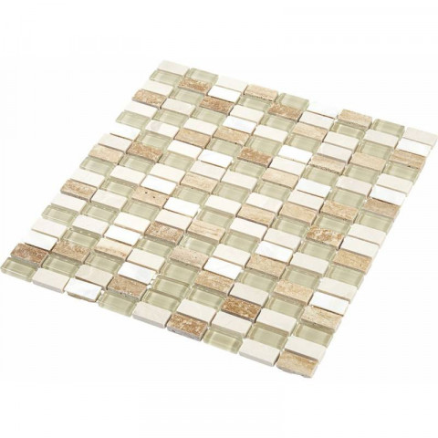 Mosaïque pierre / verre - beige - 1.5 x 3 cm