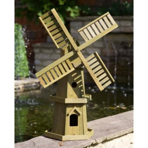 Moulin à vent en bois de pin 55 x 28 cm