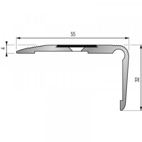 Nez de marche en aluminium pour usage tertiaire intérieur modèle 3t à bande - pose en applique à visser