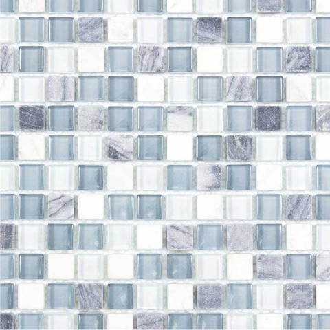 Mosaïque marbre et verre carrée Color - tarif à la plaque de 0,09m² - Couleur au choix