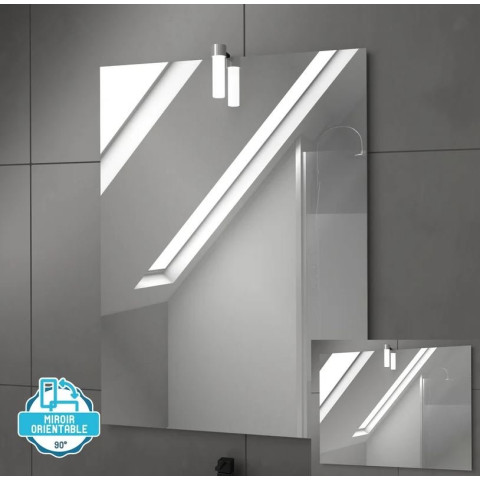 Pack Meuble SDB 80cm sur pieds 2 portes chêne vasque noire + Miroir Led - TIMBER 80_Pack23 Aurlane - PACM233