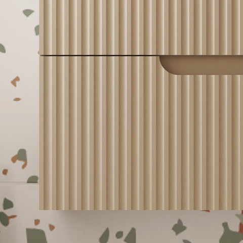 Meuble de Salle de Bains LEON 80cm Marron Glace – 2 Tiroirs en MDF Ondulés – Vasque à encastrer Aurlane - PACM731