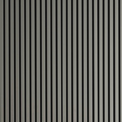 Panneau mural acoustique tasseaux bois 250 x 30 x 2 cm - lamelles placage gris fond noir - 0,75m²