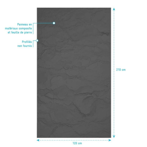Panneau mural Pierre Finition Ardoise - STONE’IT ARDOISE Aurlane - Dimensions au choix