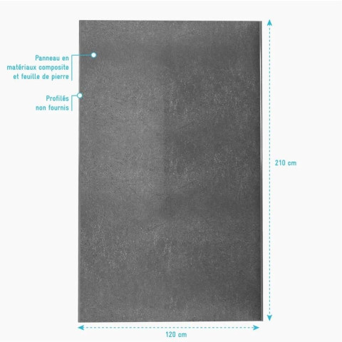 Panneau Mural Pierre Finition Silver Grey 120 x 210 cm - STONE’IT SILVER GREY Aurlane - FAC334