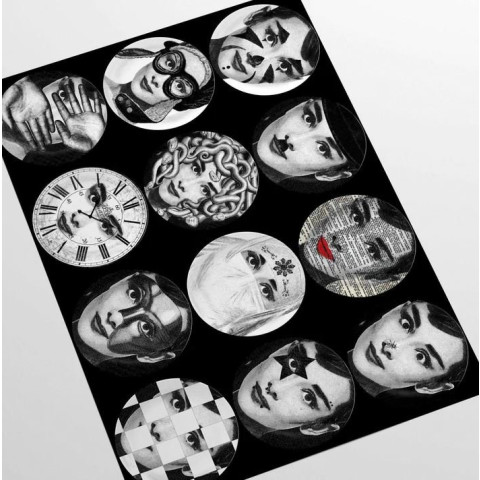 Papier peint avec visages vintage noir - AUDREY NERA++