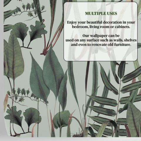 Papier peint botanique vert - HERBS++