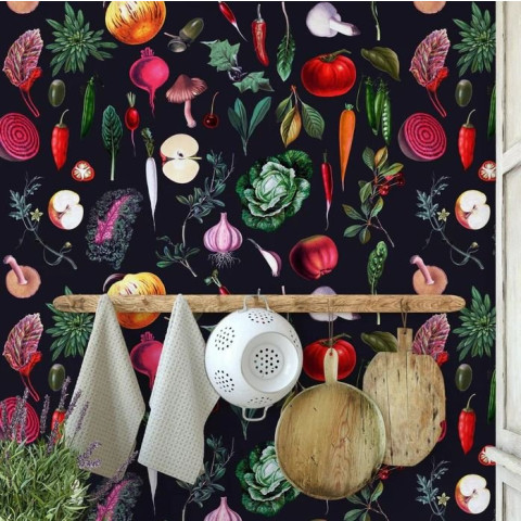 Papier peint de cuisine avec légumes vintage - CUCINA++