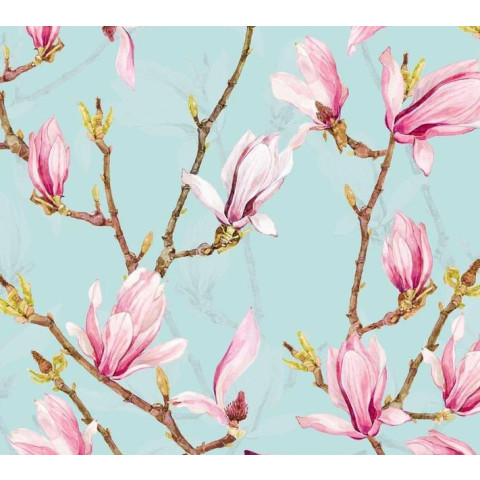 Papier peint de fleurs de magnolia bleu - MAGNOLIA BLUE