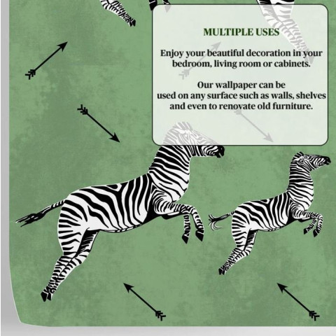 Papier peint de zèbre volant vert - ZEBRA FRECCE VERDE++