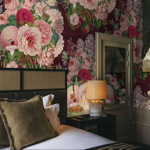 Papier peint floral en velours foncé - VELVET++