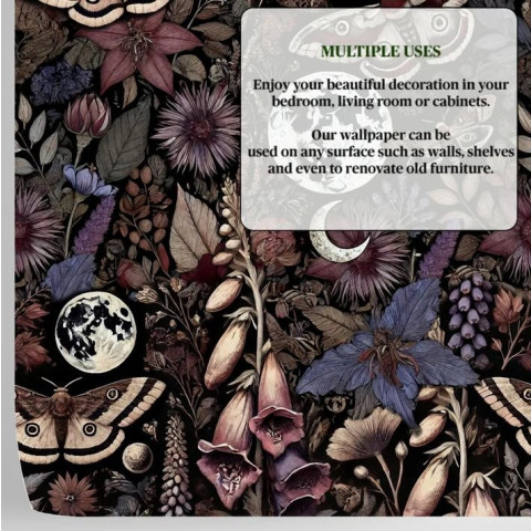 Papier peint jardin gothique Mystical Midnight Garden - WITCH GARDEN