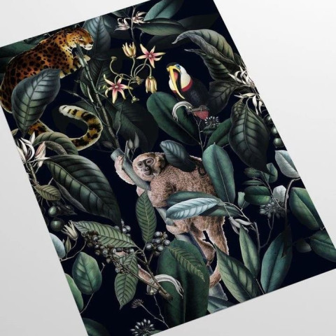 Papier peint Jungle tropicale sombre et sauvage - DARK JAGUAR++