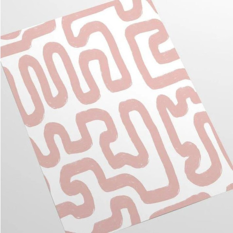 Papier peint à motif labyrinthe avec coups de pinceau rose - PINK BRUSH++