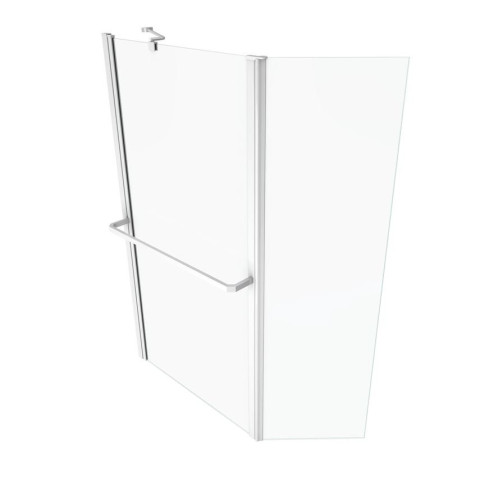 Pare baignoire avec volet pivotant 130x105cm profile aluminium laque blanc et verre transparent - HERITAGE Aurlane - FAC278
