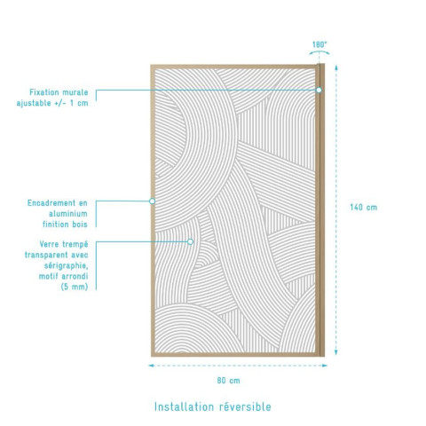 Pare baignoire pivotant 140x80 cm HINATA - Style Japandi courbes douces Aurlane - FAC1066