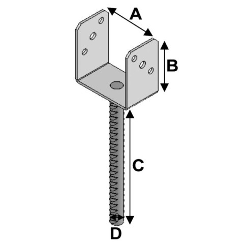 Pied de poteau à ancrer U2 - 121 - PAU121