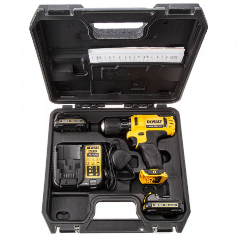 Perceuse visseuse ss fil dewalt 10.8 v+2 batteries 2.0 ah lithium éclairage led chargeur rapide mallette